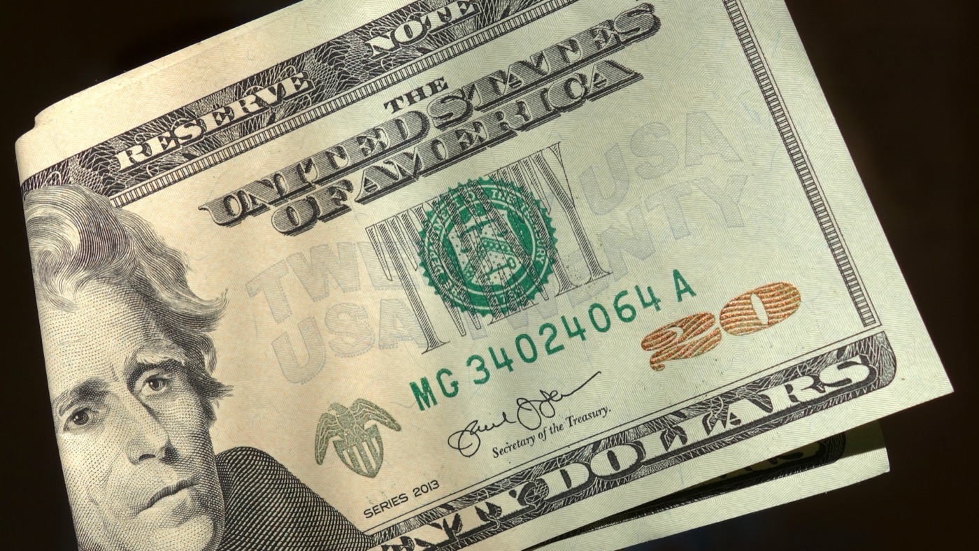 Folded twenty-dollar notes