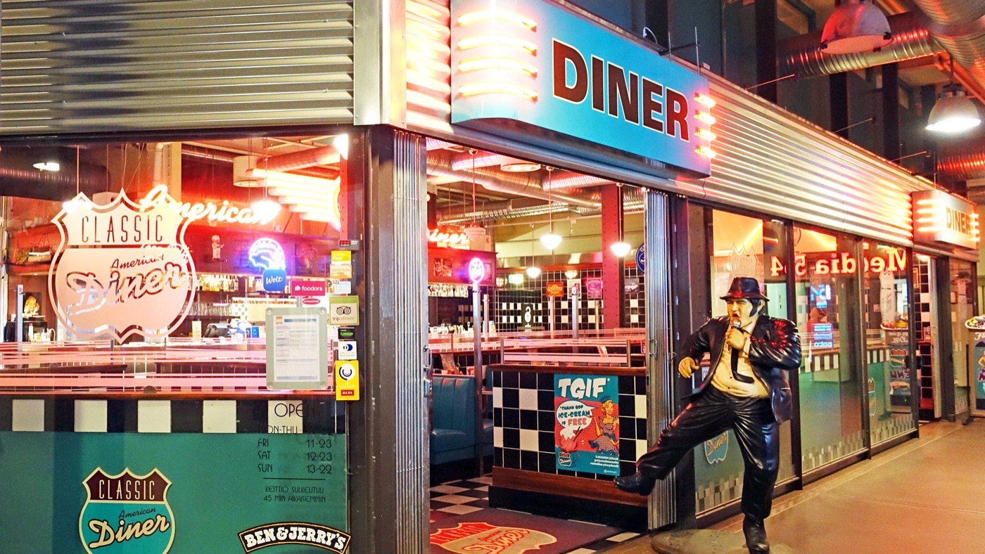 The interior of an American diner